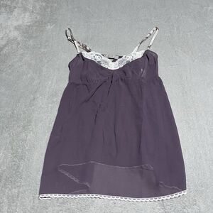 Victorias Secret Cami Slip Top Lingerie Womens Small Lace‎ Trim Plum Babydoll